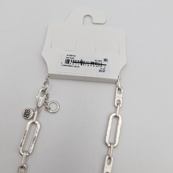 Panacea Women's Adjustable Large Paper Clip Chain Necklace Silver - Picture 5 of 6